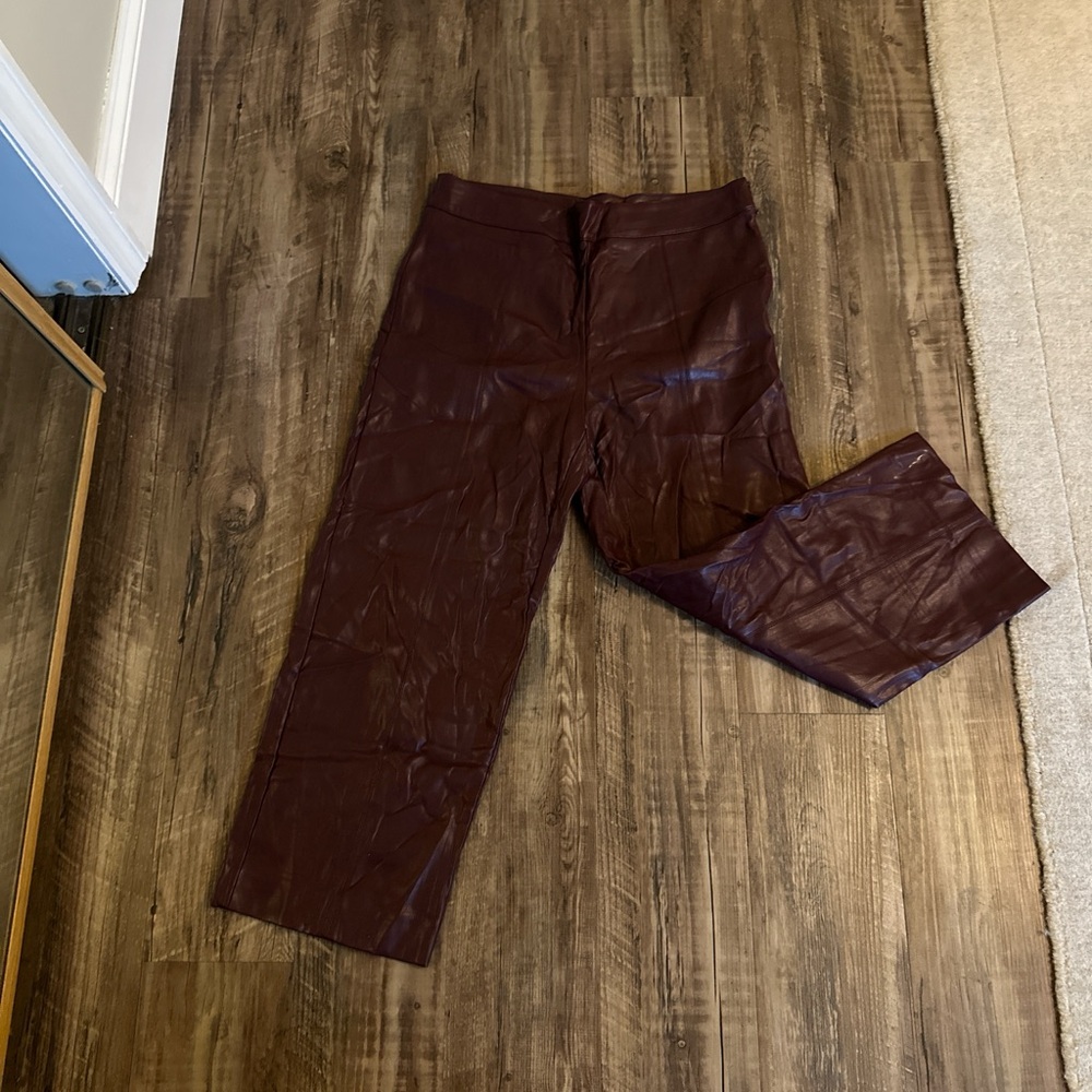 Ann Taylor Deep Burgundy Leather Pants